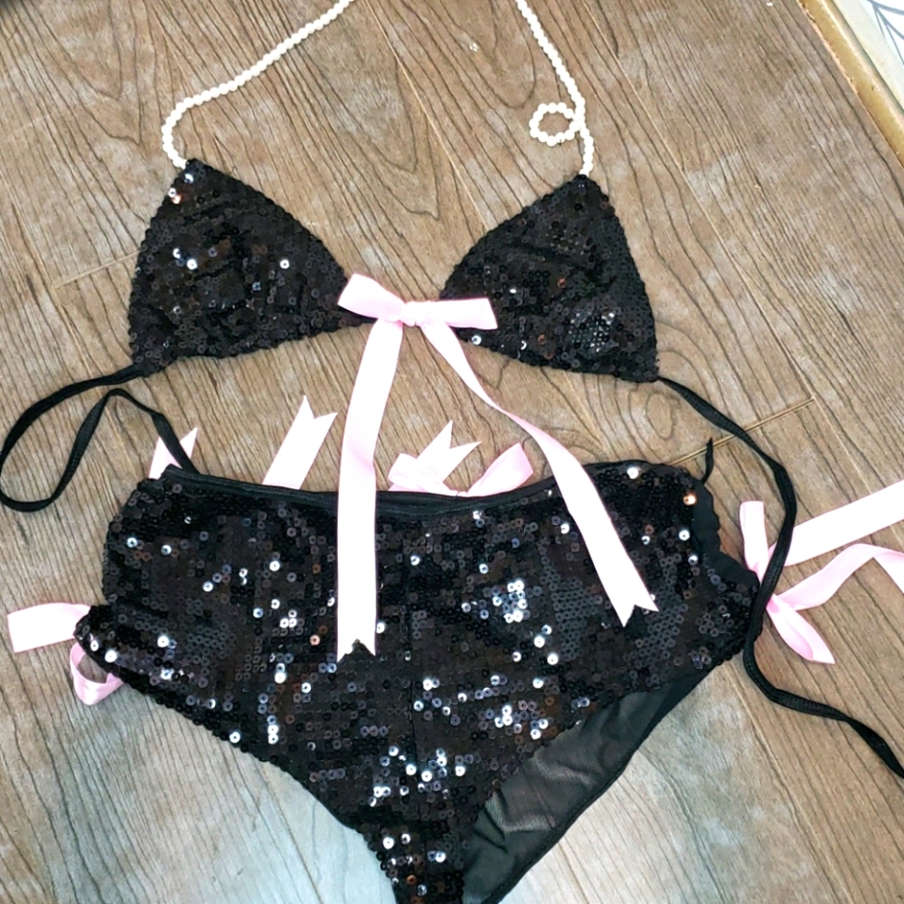 NWT sparkly two piece lingerie set